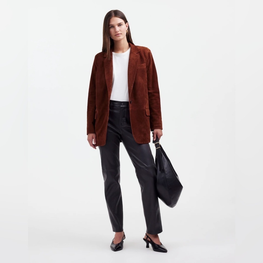Madewell The '90s Straight Mid-Rise Pant in Leather NS287